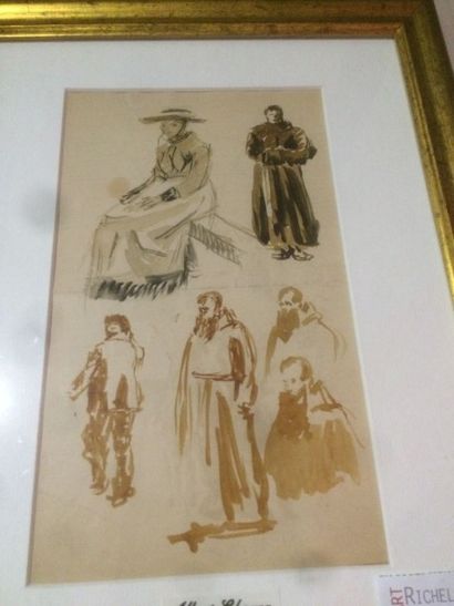 null Albert Lebourg (1849-1928), aquarelle et mine de plomb sur papier, « femme au...