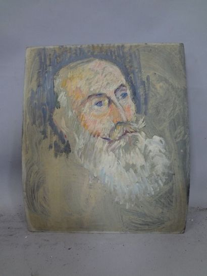 null Georges CAPRON "Portrait d'homme à la barbe blanche" Huile sur carton. 47 x...