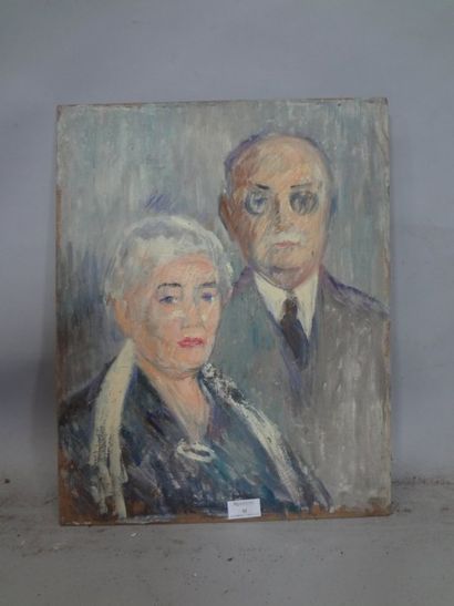 null Georges CAPRON "Portrait de couple" (M. André Capron, maire de Cannes ?) Huile...