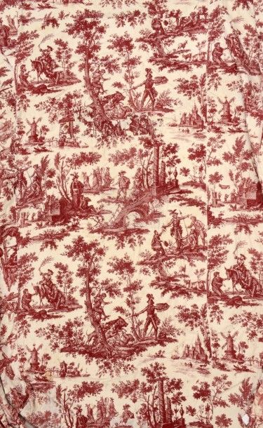 null Dessus de lit dans une toile en coton, manufacture
Oberkampf, Jouy, vers 1780,...