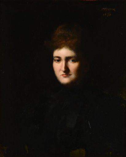 HENNER Jean-Jacques (1829-1905) 

"Portrait de femme" 

Huile sur panneau, signée...