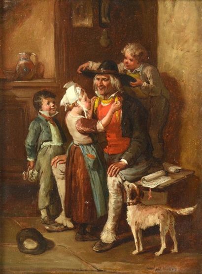 LANFANT DE METZ François Louis (1814-1892) 

"Un grand-père bien entouré" et "Le...