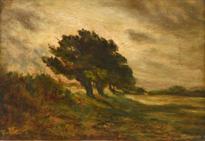 null Ecole du XIXe siècle 

"Les pins sous le vent"

Huile sur panneau, 

31,5 x...