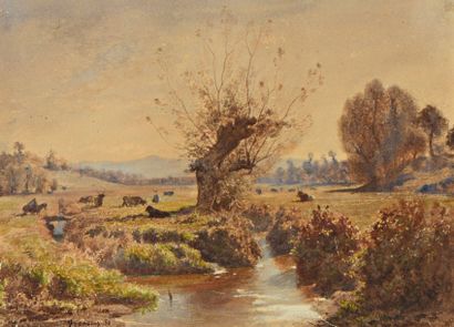 FRANÇAIS François Louis (1814-1897) 

"Les environs de Plombière" 

Aquarelle sur...