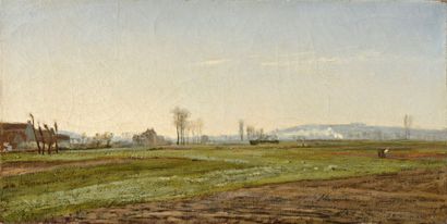CALS Adolphe Félix (1810-1880) 

"Le chemin de fer au Mont-Valérien"

Huile sur toile,...
