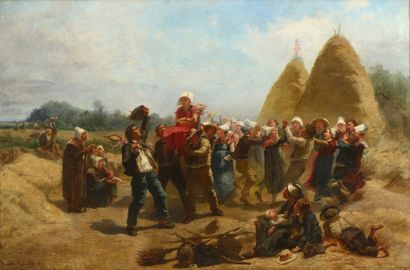 GUERARD Amédée (1824-1908) 

"La fête des moissons"

Huile sur toile, signée en bas...