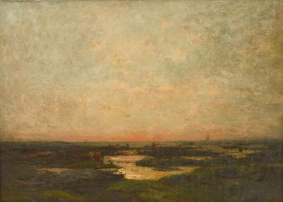 DUPRE Jules (1811-1889) 

"Effet de lumière" 

Huile sur toile, 

38 x 55 cm