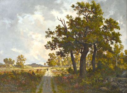 GUILLEMER Ernest (1839-1913) 

"L'orée de la forêt" 

Huile sur toile, signée en...