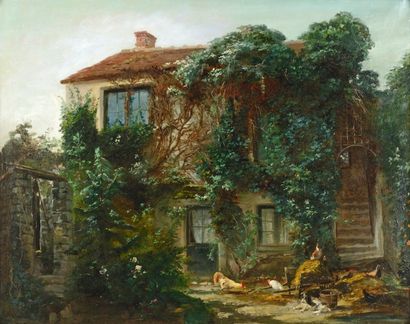 THURNER Gabriel (1840-1907) 

"La maison de Théodore Rousseau à Barbizon" 

Huile...
