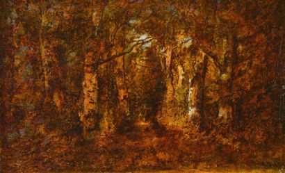 DIAZ de la PENA Narcisse (1807-1876) 

"Boisière et son enfant en forêt" 

Huile...