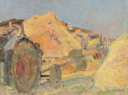 null MONTAGNE Louis-Agricol (1879-1960)

"La battage du blé"

Huile sur toile, signée...