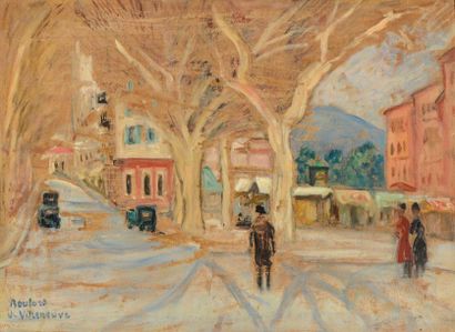 null Maxime BOULARD DE VILLENEUVE (1884-1971) 

"Village du Sud" 

Huile sur panneau,...