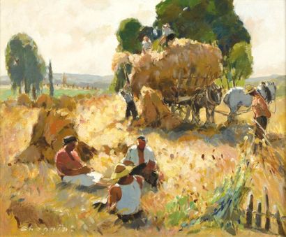 null CHAGNIOT Alfred Jean (1905-1991)

"La rentrée des blés près d'Etiolles"

Huile...