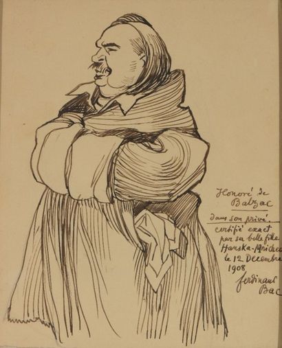 null BAC (Ferdinand-Sigismond Bach, dit) (1859-1952) 

"Honoré de Balzac" 

Encre,...