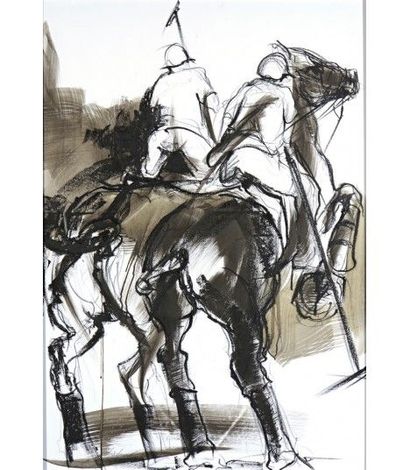 null Sonia LALIC ( Née en 1970) "2 joueurs de polo à cheval" Crayon gras sur papier

100...
