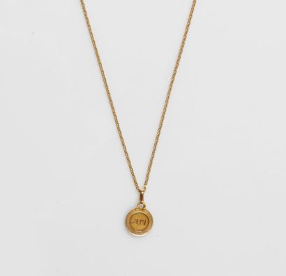 null COLLIER chaînette et sa MEDAILLE circulaire du signe zodiaque « cancer » en...