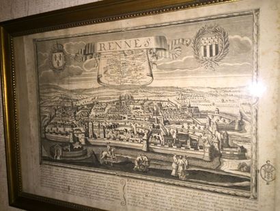 null Ecole du XVIIIe siècle 

"Plan de la ville de Rennes", page de livre déposée,...