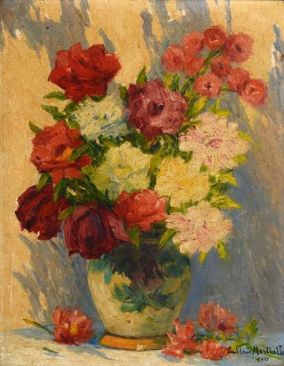 null Paul Louis MESTRALLET (1886-XXe) 

"Fleurs au soleil, 1955"

Huile sur panneau,...