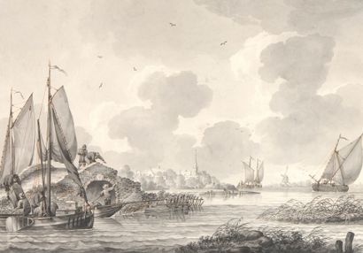 null GROENEWEGEN Gerrit (Rotterdam 1754 – id. ; 1826)

"Vue d’un estuaire en Hollande...