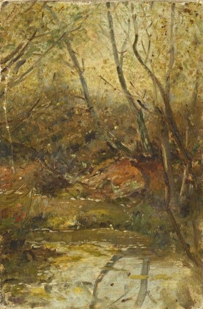 null Attribué à LOUCHET Paul (1854-1936) 

"La mare en automne" 

Huile sur toile,...