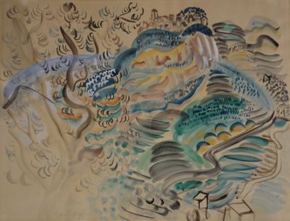 null Raoul DUFY (1877-1953) 

"Paysage du Midi" 

Aquarelle, signée en bas vers la...
