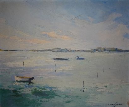 null Louis GARIN (1888-1959) 

"Barques au mouillage" 

Huile sur toile, signée en...