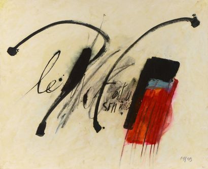 null Huguette FOURREAU (née en 1943)
"Signature"
Technique mixte sur toile contrecollée...
