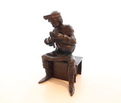 null Ecole XXe siècle - "Joueur de Cabrette", Bronze signée Aubriac

H. : 25 cm