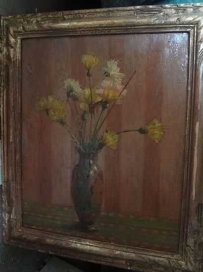 null HAMON (Ecole du Xxe siècle) "Vase de fleur" Huile sur toile, signée en bas à...