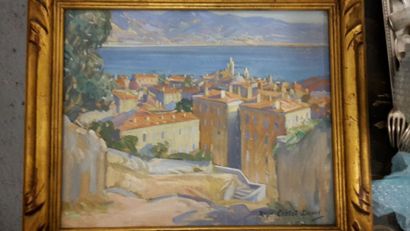 null Raymond CRETOT-DUVAL (1895-1986) "Vue d'un port méditerranéen" Huile sur toile,...
