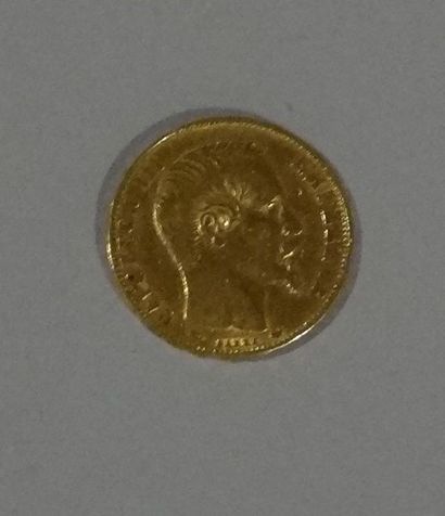 null Pièce de 20 FF or, 1860, poids: 6,4g et Pièce de 1 FF argent, 1866 (frottée,...