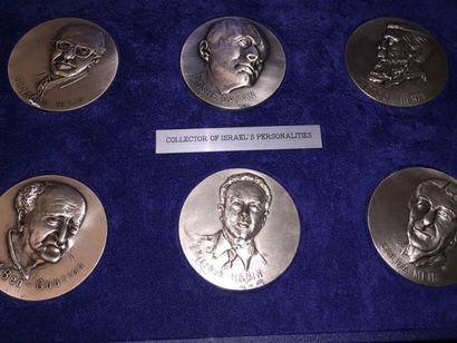 null Coffret de 6 médailles en métal "personnalités israëliennes" frappées pour les...