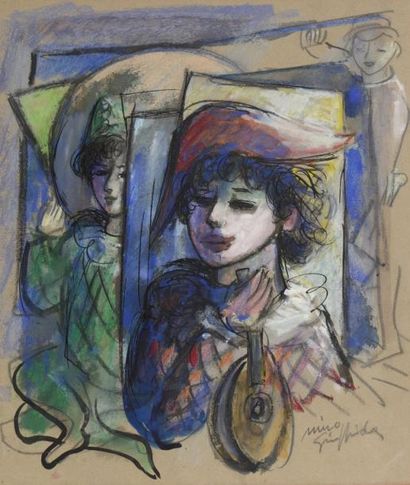 null GIUFFRIDA Nino (1924) 

"L'arlequin et violon"

Pastel gouaché, signé en bas...