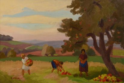 null ZINGG Jules (1882-1942)
"Paysage du Jura ou La Récolte des Pommes"
Huile sur...