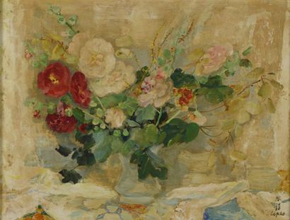 null LE PHO (1907-2001)

"Roses trémières" 

Huile sur isorel, signée en bas à droite,...