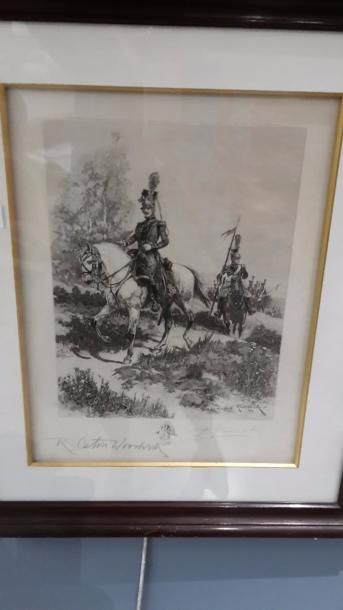 null D'après WOODVILLE Richard Caton II (1856-1927) 

"Cavaliers du 1er Empire" 

Gravure,...