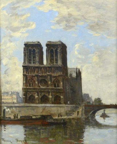 null FRANK BOGGS  (1855-1926)
"Notre-Dame vue des quais de la Seine"
Huile sur toile,...