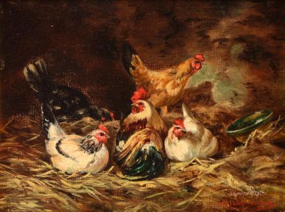 null VALETTE-COULANGE (XIX-XXe)

"Coq et poules" 

Deux huiles sur toile : l'une...