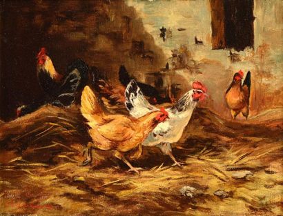 null VALETTE-COULANGE (XIX-XXe)

"Coq et poules" 

Deux huiles sur toile : l'une...