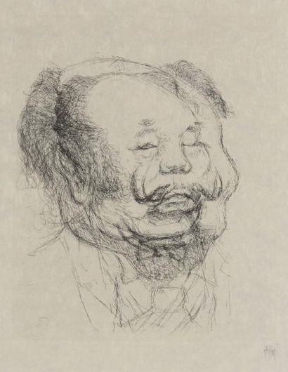 null MITELBERG Louis dit TIM (1919-2002) 

"Caricature de Mao Zedong" 

Gravure sur...