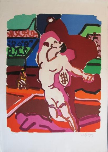 Charles LAPICQUE (1898-1988) Le tennisman 

Lithographie en couleurs sur papier,...