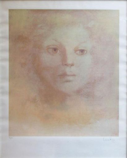 Leonor FINI (1907-1996) Visage 

Lithographie en couleurs sur papier, signée en bas...