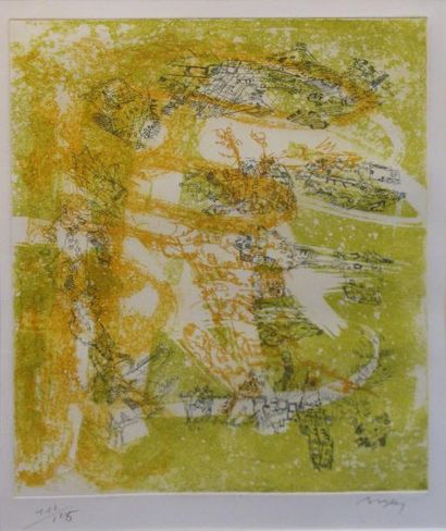 Camille BRYEN (1907-1977) Composition sur fond jaune

Gravure en couleurs, signée...