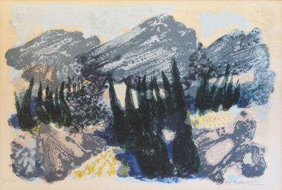 Maurice Élie SARTHOU (1911-2000) Paysage de Provence 

Lithographie, signée en bas...