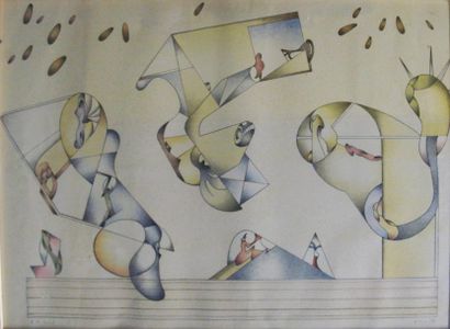 Jan VOSS (né en 1936) Composition, 1974 

Lithographie en couleurs sur papier, signée...