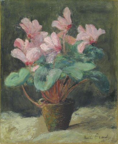 Marthe ORANT (1874-1957) Le cyclamen 

Huile sur carton marouflé sur panneau, signée...