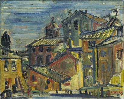 Robert SAVARY (1920-2000) Maisons à Rome, 1953 

Huile sur toile, signée et datée...