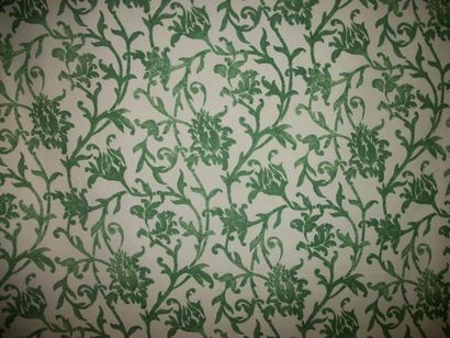 null Coton imprimé, décor imprimé en vert de branches sinueuses chargées de fleurs...