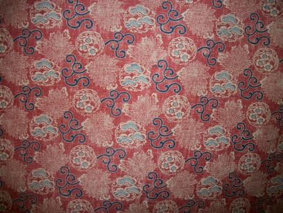 null Toile métis (coton et lin) FAIRIE ENCHANTÉE, Charles BURGER, fond rouge, décor...
