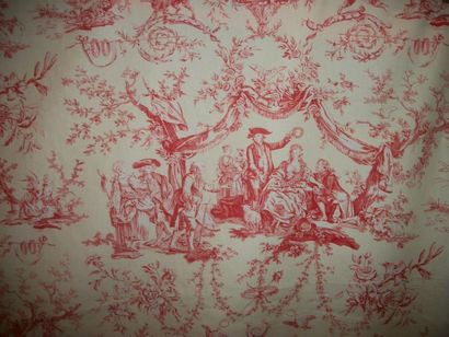null Coton imprimé en rouge « Greuze», en réplique de la toile de Jouy « Le couronnement...